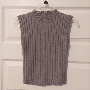 Grey sleeveless, high neck top